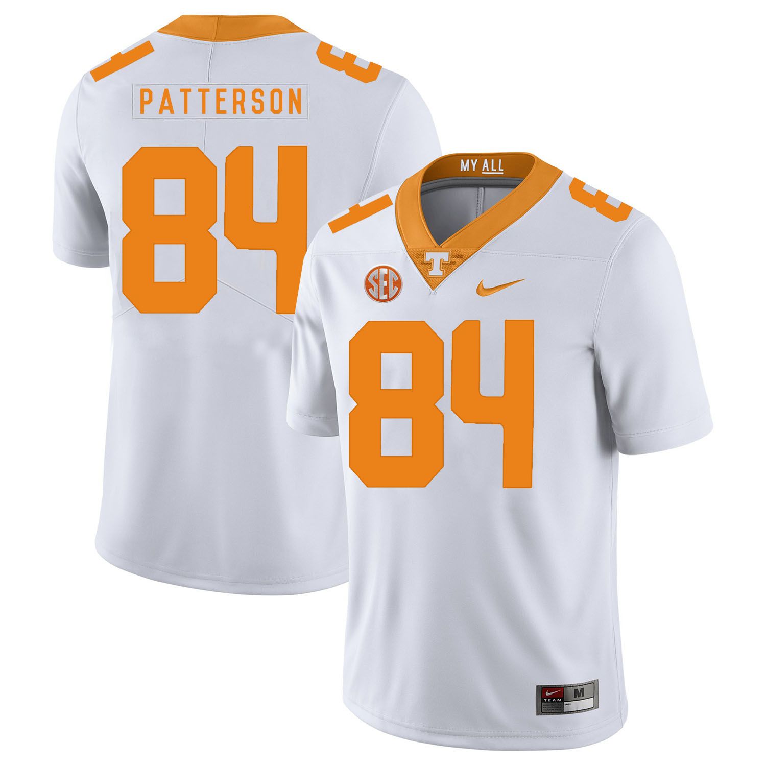 Men Tennessee Volunteers #84 Patterson White Customized NCAA Jerseys